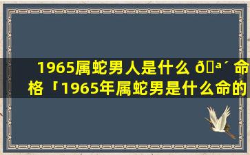 1965属蛇男人是什么 🪴 命格「1965年属蛇男是什么命的寿命」